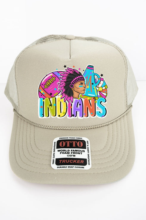 Bright Indians Colorful Otto Khaki Foam Front Trucker Hat