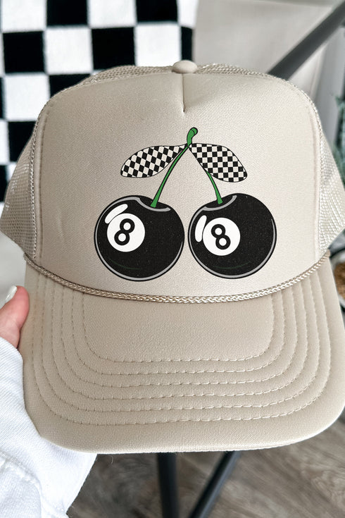 Cherry 8 Ball Otto Khaki Foam Front Trucker Hat