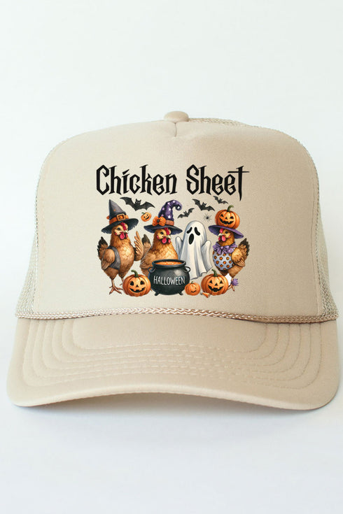 Chicken Sheet Halloween Otto Khaki Foam Front Trucker Hat