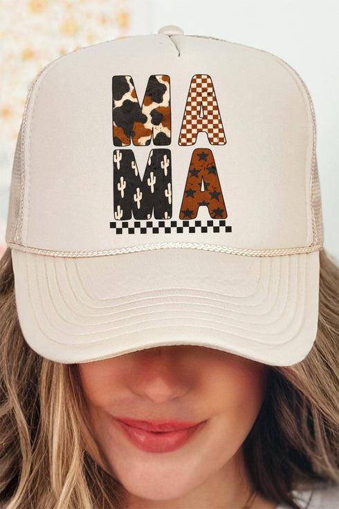 Cow Cactus Mama Otto Khaki Foam Front Trucker Hat