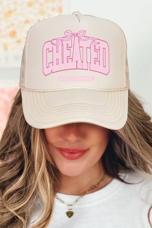 Pink Created With A Purpose Otto Khaki Foam Front Trucker Hat