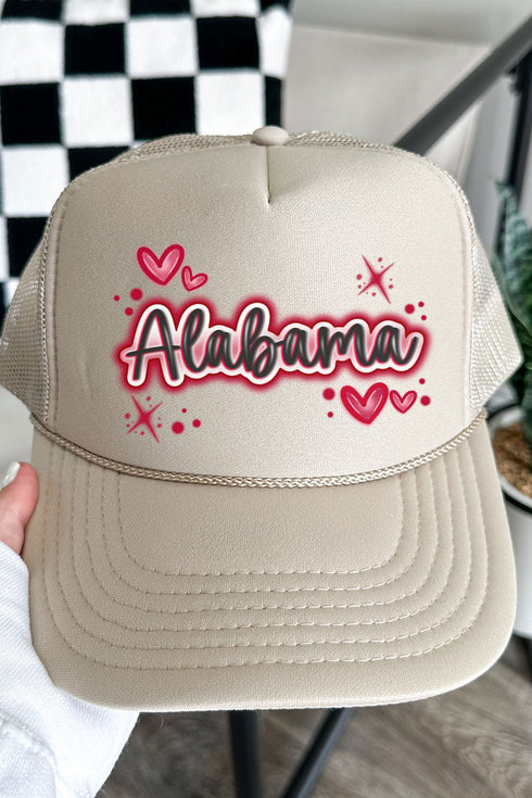 Faux Airbrush Alabama Otto Khaki Foam Front Trucker Hat