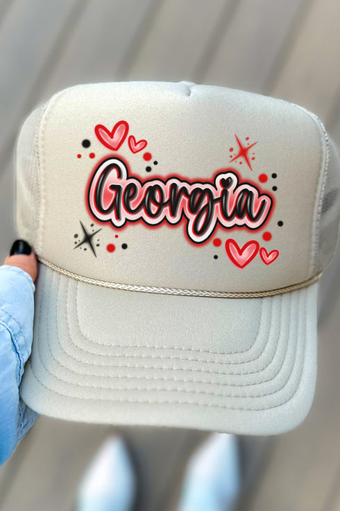 Faux Airbrush Georgia Otto Khaki Foam Front Trucker Hat