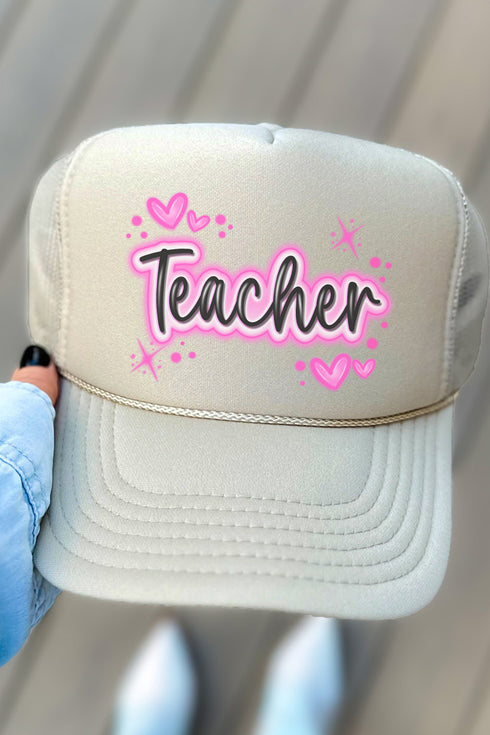 Faux Airbrush Teacher Otto Khaki Foam Front Trucker Hat
