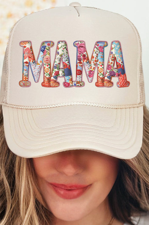 Faux Patchwork Mama Otto Khaki Foam Front Trucker Hat