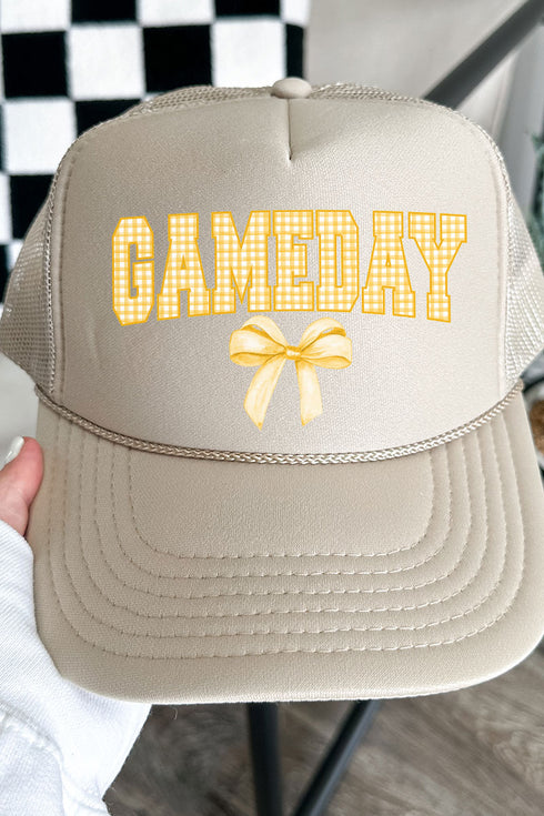 Gold Gingham Gameday Otto Khaki Foam Front Trucker Hat