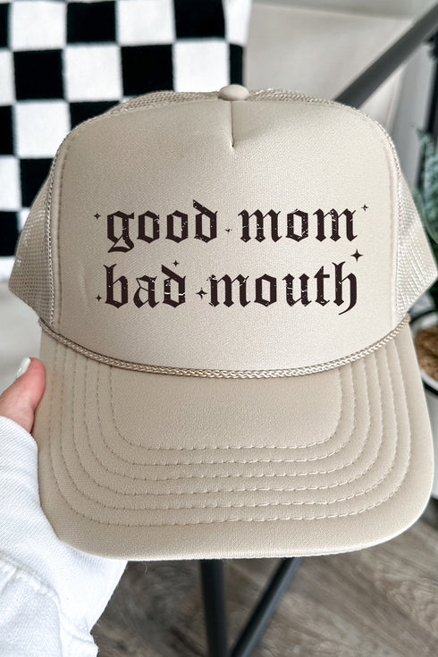 Good Mom, Bad Mouth Otto Khaki Foam Front Trucker Hat