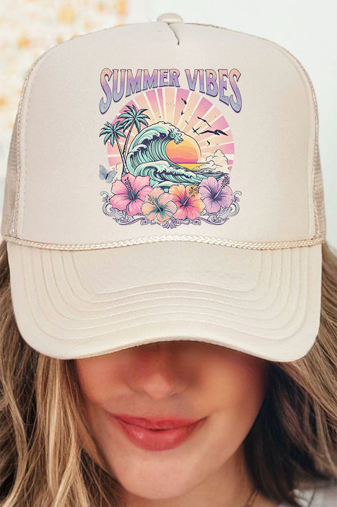 Hawaiian Summer Vibes Otto Khaki Foam Front Trucker Hat