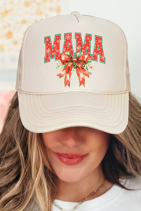 Holly Jolly Mama Otto Khaki Foam Front Trucker Hat