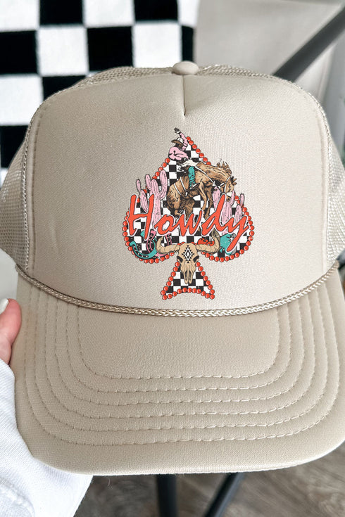 Howdy Cactus Spade Otto Khaki Foam Front Trucker Hat