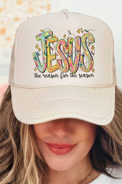 Jesus Is The Reason For The Season Otto Khaki Foam Front Trucker Hat