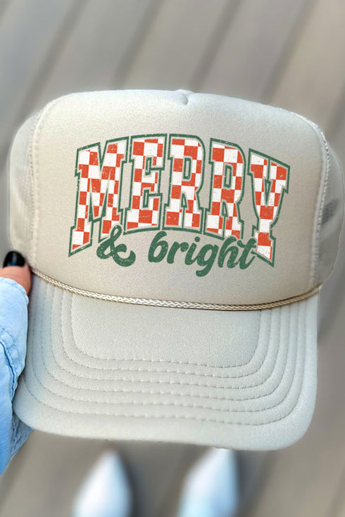 Merry And Bright Checkered Otto Khaki Foam Front Trucker Hat