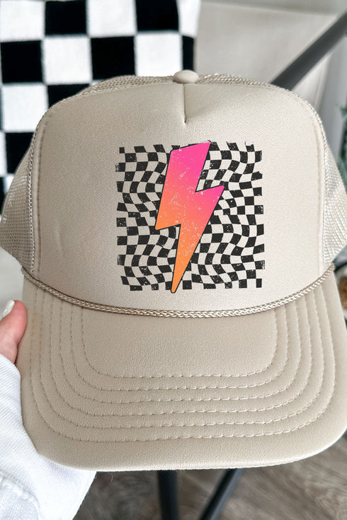 Neon Lightning Bolt Otto Khaki Foam Front Trucker Hat