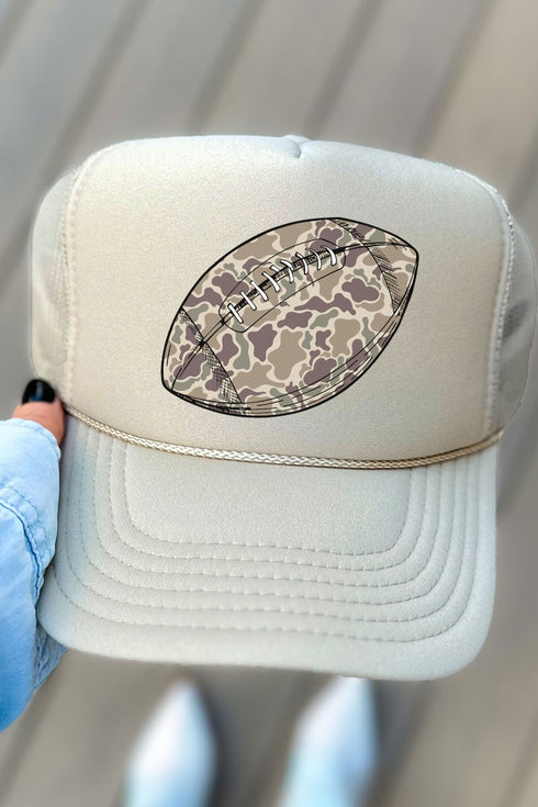 Old School Camo Football Otto Khaki Foam Front Trucker Hat