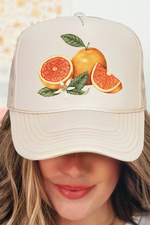 Orange Blossom Otto Khaki Foam Front Trucker Hat