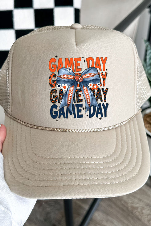 Orange & Blue Stacked Gameday Otto Khaki Foam Front Trucker Hat