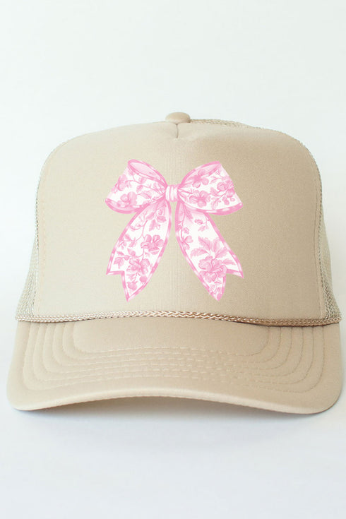 Pink Chinoiserie Coquette Otto Khaki Foam Front Trucker Hat