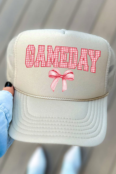 Red Gingham Gameday Otto Khaki Foam Front Trucker Hat