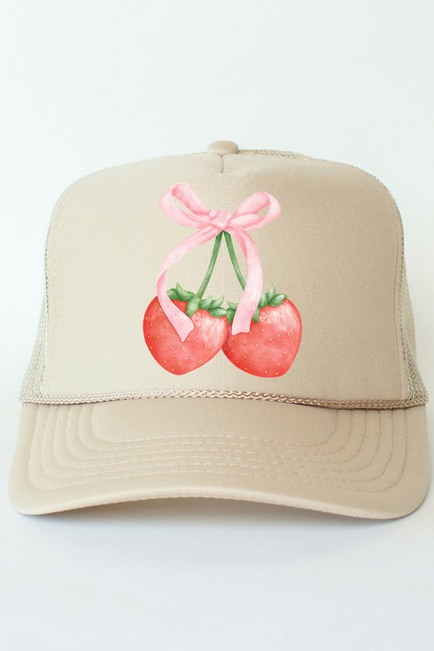 Strawberry Girly Otto Khaki Foam Front Trucker Hat