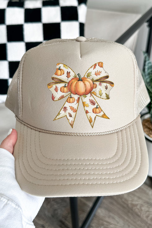 Tied Up In Fall Otto Khaki Foam Front Trucker Hat