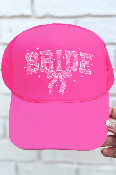 White Lace Bride Otto Neon Pink Foam Front Trucker Hat