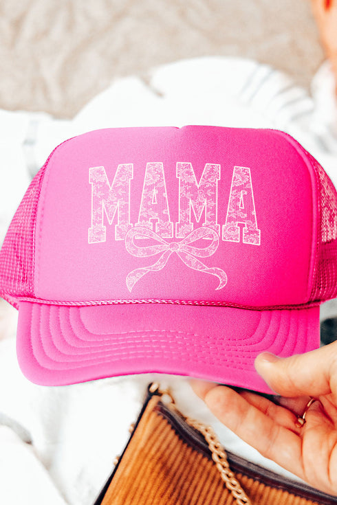 White Lace Mama Otto Neon Pink Foam Front Trucker Hat