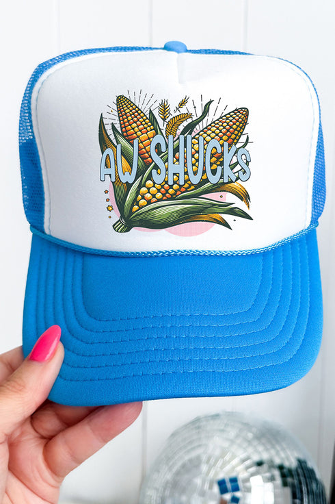 Aw Shucks Otto Neon Blue with White Foam Front Trucker Hat