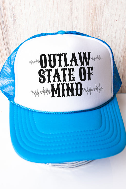 Barbed Wire Outlaw Otto Neon Blue with White Foam Front Trucker Hat