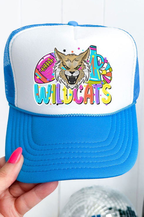 Bright Wildcats Colorful Otto Neon Blue with White Foam Front Trucker Hat