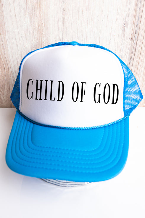 Child Of God Otto Neon Blue with White Foam Front Trucker Hat