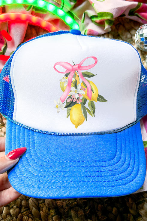 Coquette Lemon Blossom Otto Neon Blue with White Foam Front Trucker Hat