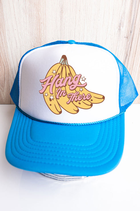 Hang In There Bananas Otto Neon Blue with White Foam Front Trucker Hat