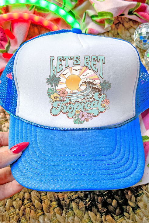 Let's Get Tropical Otto Neon Blue with White Foam Front Trucker Hat