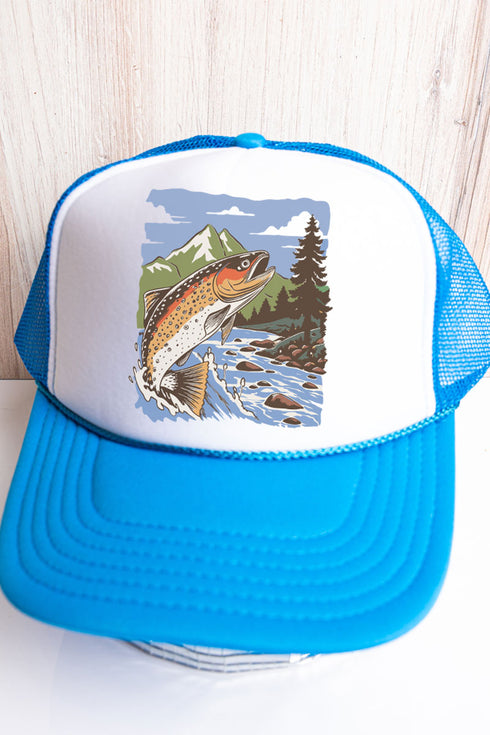 Stay Bassy Otto Neon Blue with White Foam Front Trucker Hat