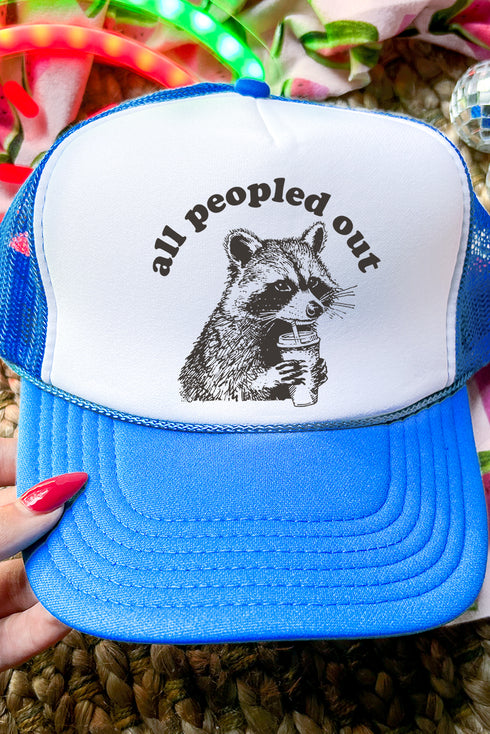 All Peopled Out Otto Neon Blue with White Foam Front Trucker Hat