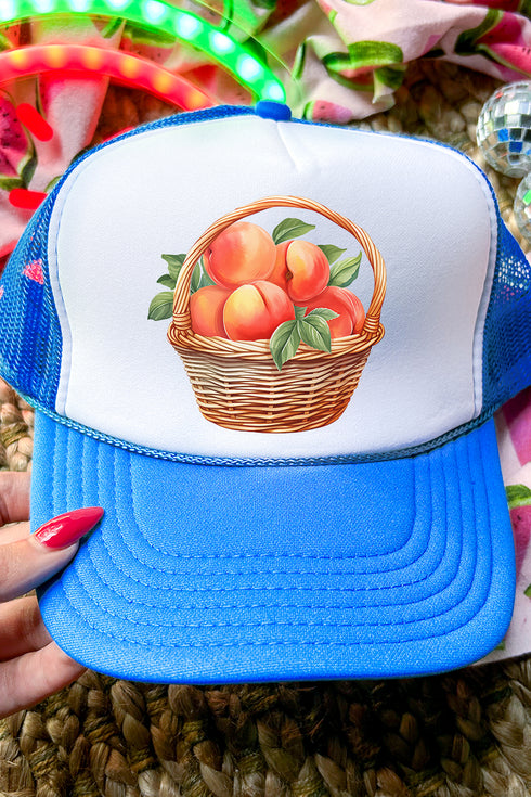 Peach Pickin' Otto Neon Blue with White Foam Front Trucker Hat