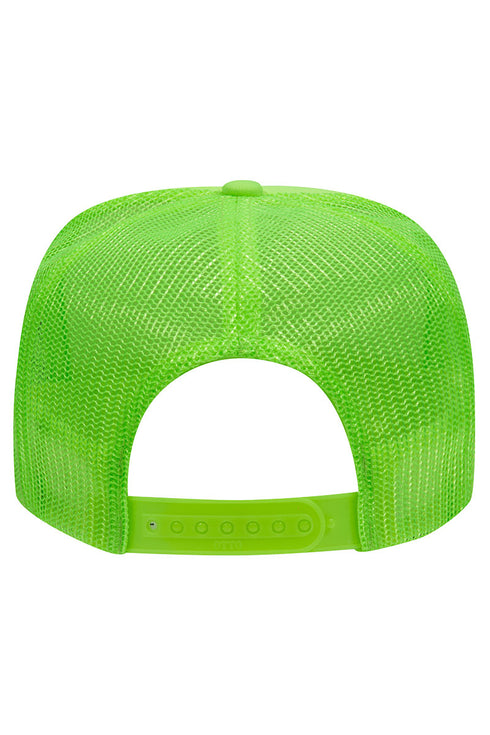 OTTO Neon Green with White Foam Front High Crown Trucker Hat