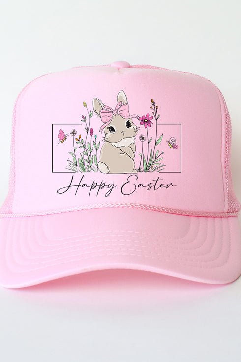 Bunny Girl Happy Easter Otto Soft Pink Foam Front Trucker Hat
