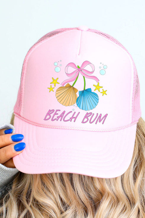 Coquette Shell Beach Bum Otto Soft Pink Foam Front Trucker Hat