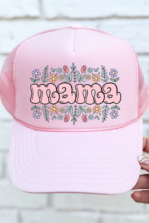 Floral Bubble Mama Otto Soft Pink Foam Front Trucker Hat