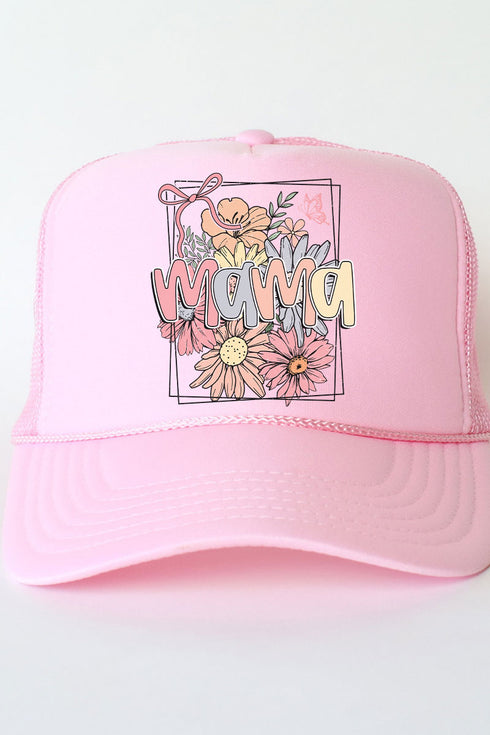 Framed Floral Mama Otto Soft Pink Foam Front Trucker Hat