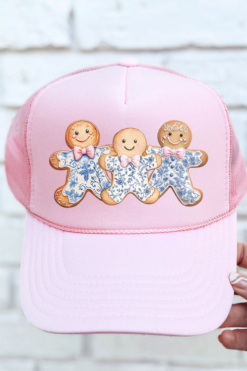 Gingerbread Chinoiserie Christmas Otto Soft Pink Foam Front Trucker Hat