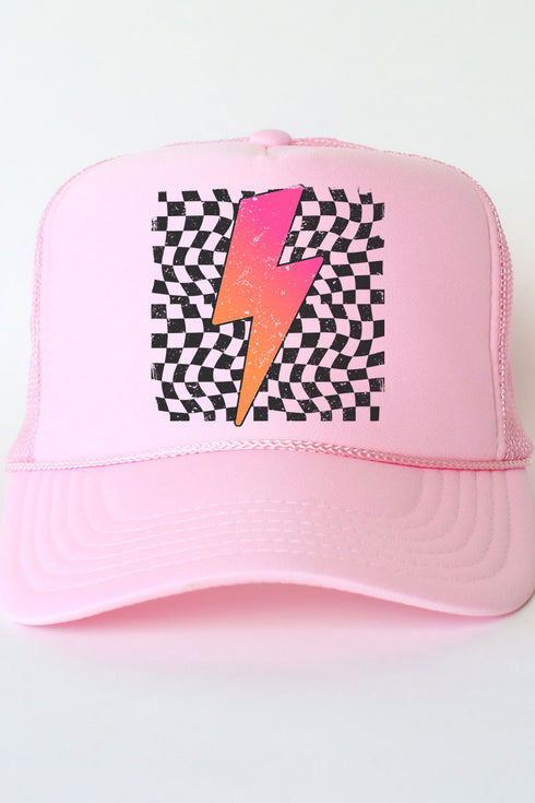 Neon Lightning Bolt Otto Soft Pink Foam Front Trucker Hat