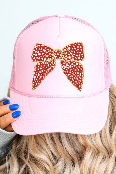Red Dot Coquette Bow Otto Soft Pink Foam Front Trucker Hat