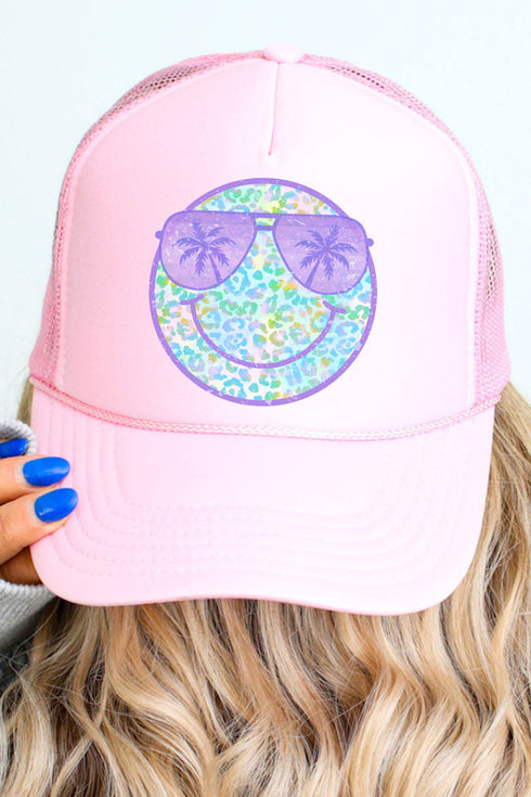 Tropical Cheetah Happy Face Otto Soft Pink Foam Front Trucker Hat