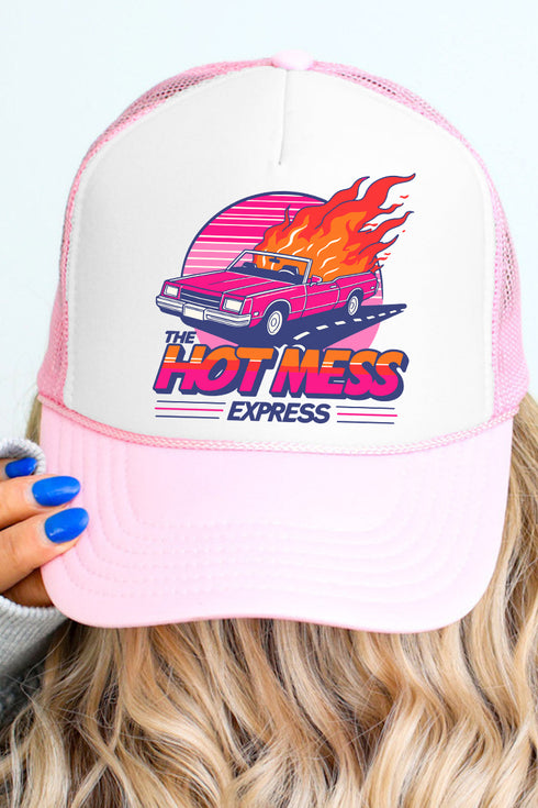 Hot Mess Express Otto Soft Pink with White Foam Front Trucker Hat
