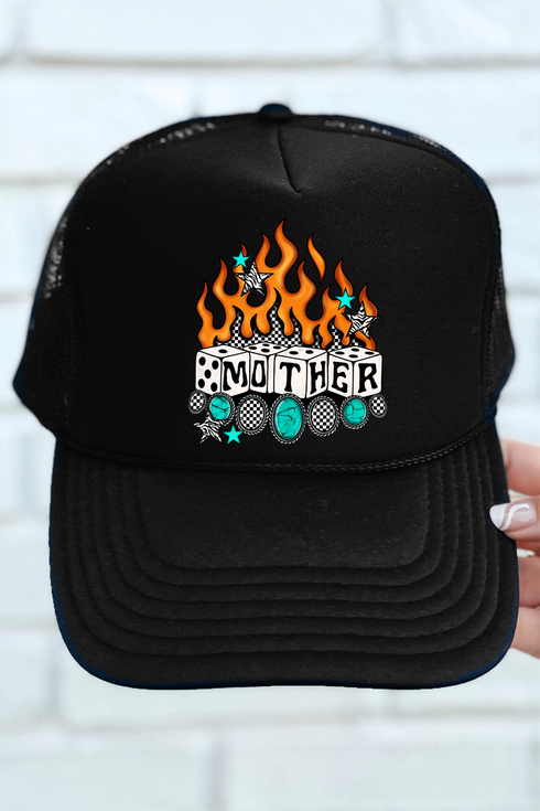 Concho Flames Mother Otto Black Foam Front Trucker Hat