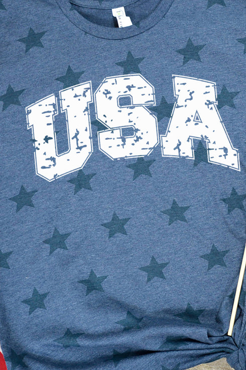 Distressed USA Unisex Five Star Tee