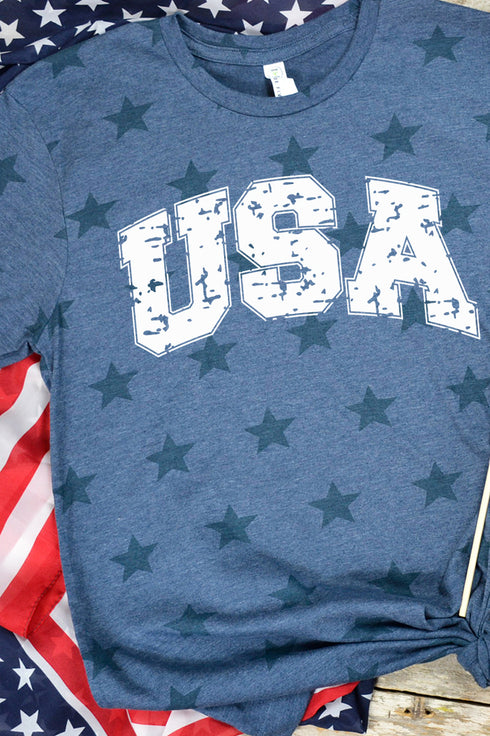Distressed USA Unisex Five Star Tee
