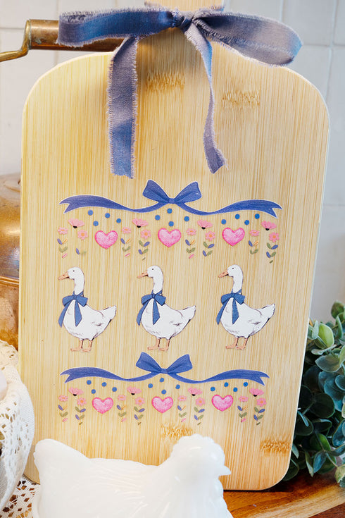 Vintage Geese Girls Decorative Wood Cutting Board